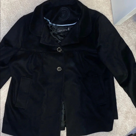 Zara classic black  pea coat Sz 4 - Picture 5 of 13